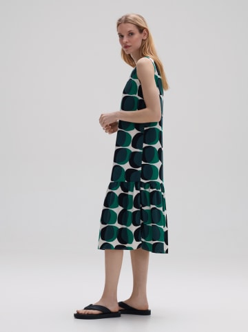 OPUS Jurk groen/wit