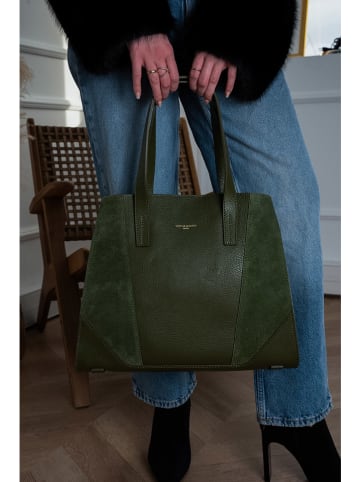 Victor & Hugo Paris Leren schoudertas "Arielle" donkergroen - (B)37,5 x (H)30 x (D)10,5 cm