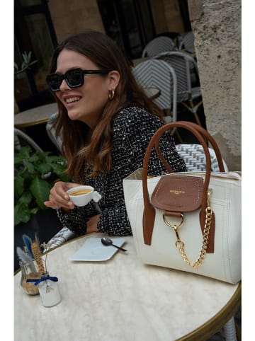 Victor & Hugo Paris Leder-Henkeltasche "Soli" in Weiß/ Camel - (B)40 x (H)24 x (T)11 cm