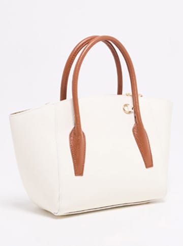 Victor & Hugo Paris Leren handtas "Soli" wit/camel - (B)40 x (H)24 x (D)11 cm