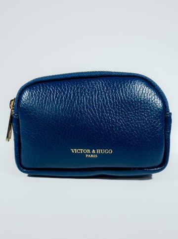 Victor & Hugo Paris Leder-Geldbörse "Gema" in Blau - (B)15 x (H)10 x (T)5 cm