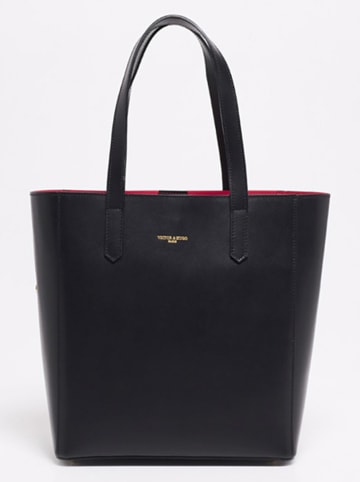 Victor & Hugo Paris Leder-Schultertasche "Bold" in Schwarz - (B)32 x (H)40 x (T)13 cm