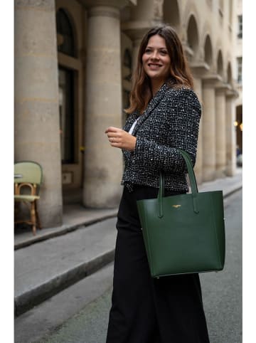 Victor & Hugo Paris Leder-Schultertasche "Bold" in Dunkelgrün - (B)32 x (H)40 x (T)13 cm