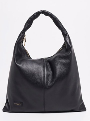 Victor & Hugo Paris Leder-Schultertasche "Zelie" in Schwarz - (B)45 x (H)35 x (T)5 cm