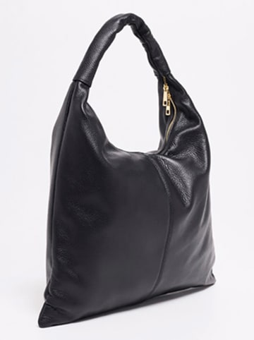 Victor & Hugo Paris Leder-Schultertasche "Zelie" in Schwarz - (B)45 x (H)35 x (T)5 cm