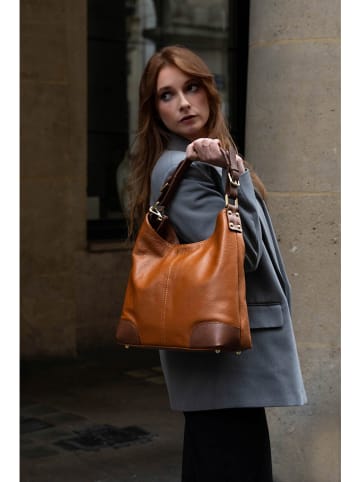 Victor & Hugo Paris Leder-Schultertasche "Anais" in Camel - (B)42 x (H)32 x (T)12 cm