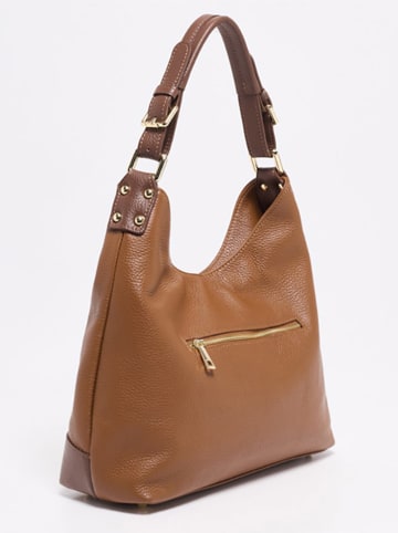 Victor & Hugo Paris Leder-Schultertasche "Anais" in Camel - (B)42 x (H)32 x (T)12 cm