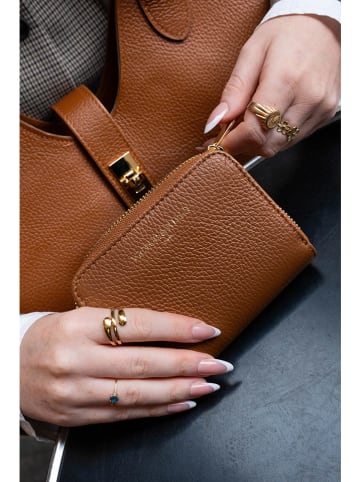Victor & Hugo Paris Leder-Geldbörse "Kam" in Camel - (B)15 x (H)10 x (T)3 cm
