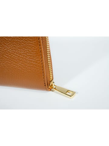 Victor & Hugo Paris Leder-Geldbörse "Kam" in Camel - (B)15 x (H)10 x (T)3 cm