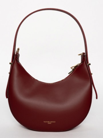 Victor & Hugo Paris Leder-Schultertasche "Bruna" in Bordeaux - (B)25 x (H)15 x (T)8,5 cm