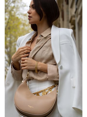 Victor & Hugo Paris Leder-Schultertasche "Bruna" in Beige - (B)25 x (H)15 x (T)8,5 cm