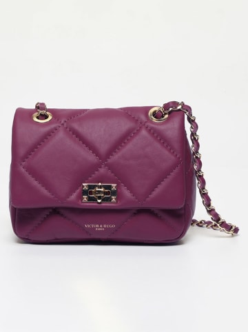 Victor & Hugo Paris Leder-Schultertasche "Giulia" in Pflaume - (B)21 x (H)16 x (T)7 cm