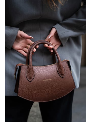 Victor & Hugo Paris Leder-Henkeltasche "Versailles" in Braun - (B)25,5 x (H)14,5 x (T)6,5 cm