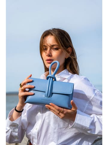 Victor & Hugo Paris Leder-Henkeltasche "Emy" in Hellblau - (B)22 x (H)11 x (T)5 cm