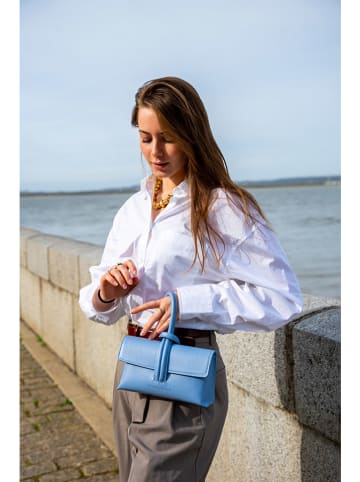 Victor & Hugo Paris Leder-Henkeltasche "Emy" in Hellblau - (B)22 x (H)11 x (T)5 cm