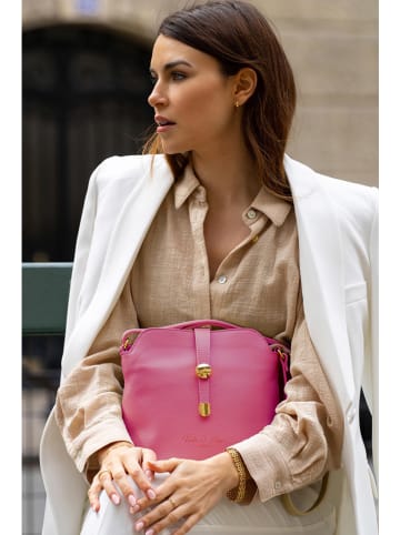Victor & Hugo Paris Leder-Umhängetasche "Elise" in Pink - (B)22 x (H)23 x (T)13 cm