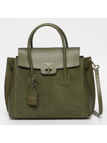 Victor & Hugo Paris Leder-Henkeltasche "Jane" in Dunkelgrün - (B)36 x (H)35 x (T)24 cm