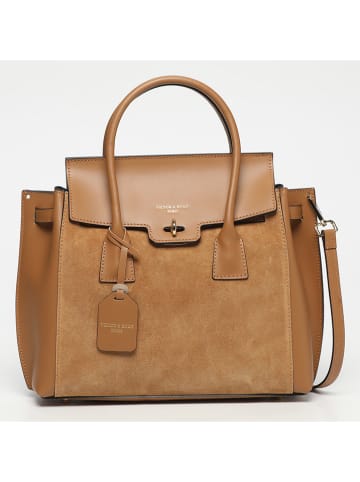 Victor & Hugo Paris Leder-Henkeltasche "Jane" in Camel - (B)36 x (H)35 x (T)24 cm