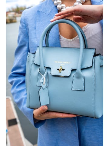 Victor & Hugo Paris Leder-Henkeltasche "Jeny" in Hellblau - (B)25 x (H)19 x (T)7 cm