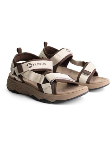 TRAVELIN' Leren trekkingsandalen "Angvik" crème/bruin