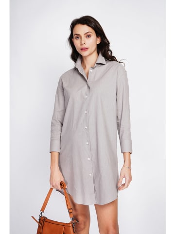 ASSUILI Leinenkleid in Taupe