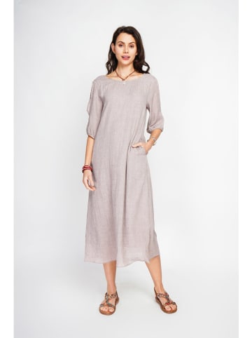 ASSUILI Leinenkleid in Taupe