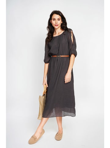 ASSUILI Leinen-Kleid in Schwarz