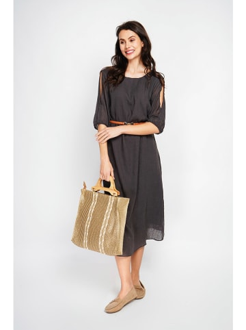 ASSUILI Leinen-Kleid in Schwarz