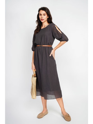ASSUILI Leinenkleid in Schwarz