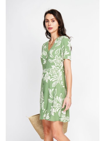 ASSUILI Kleid in Weiß/ Grün