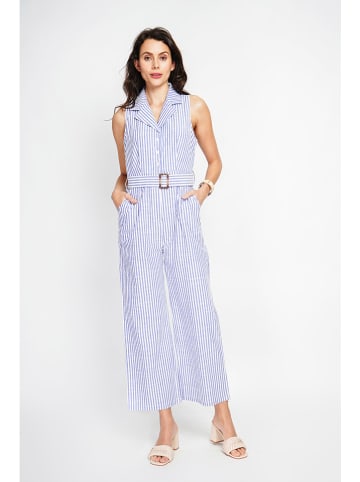 ASSUILI Jumpsuit in Blau/ Weiß