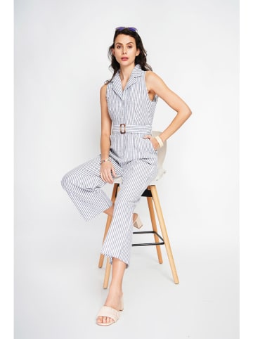 ASSUILI Jumpsuit in Grau/ Weiß