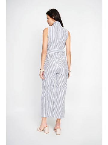 ASSUILI Jumpsuit in Grau/ Weiß