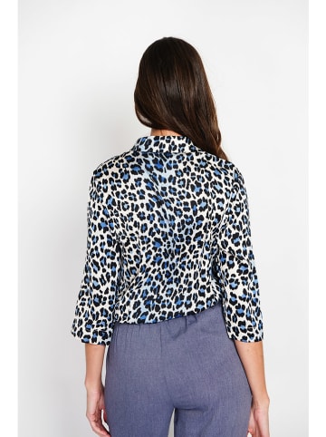 ASSUILI Bluse in Schwarz/ Blau/ Weiß