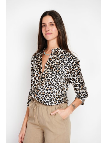 ASSUILI Blouse zwart/lichtbruin/wit