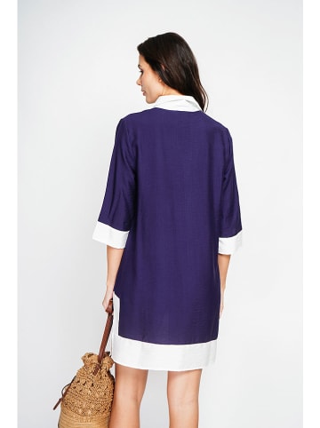 Le Jardin du Lin Kleid in Dunkelblau/ Weiß