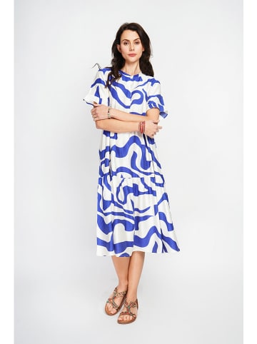Le Jardin du Lin Kleid in Weiß/ Blau