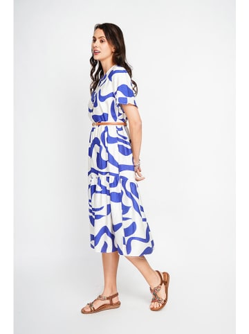 Le Jardin du Lin Kleid in Weiß/ Blau