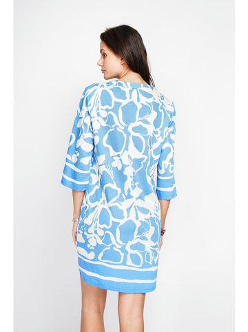 Le Jardin du Lin Jurk wit/lichtblauw