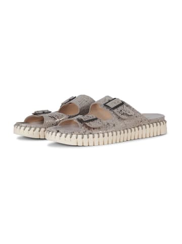 Ilse Jacobsen Leder-Pantoletten in Beige/ Gold