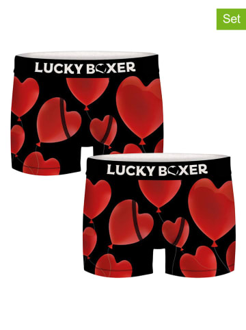 Lucky Boxer 2er-Set: Boxershorts in Schwarz/ Rot