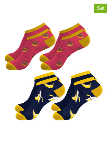 Lucky Socks 4er-Set: Socken in Rot/ Schwarz