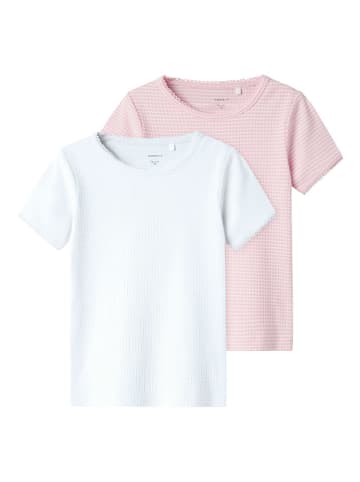 name it 2er-Set: Shirts in Weiß/ Rosa
