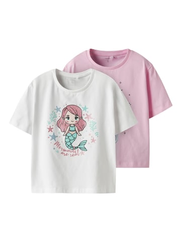 name it 2er-Set: Shirts in Weiß/ Rosa