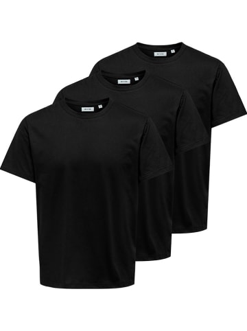 ONLY & SONS 3er-Set: Shirts "Jeff" in Schwarz
