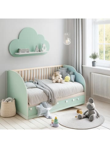 Woody Kids Wandmeubel mintgroen/wit - (B) 33 x (H) 25 x (D) 10 cm