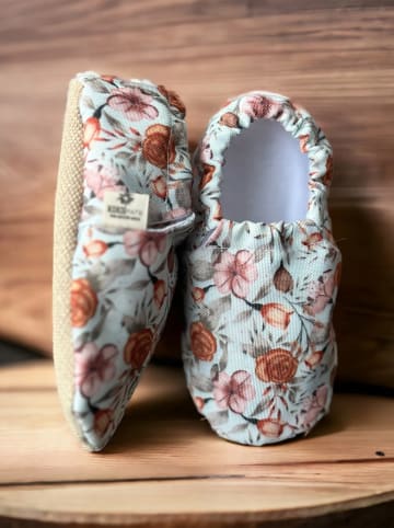 hippodino Pantoffels lichtblauw/lichtroze/rood