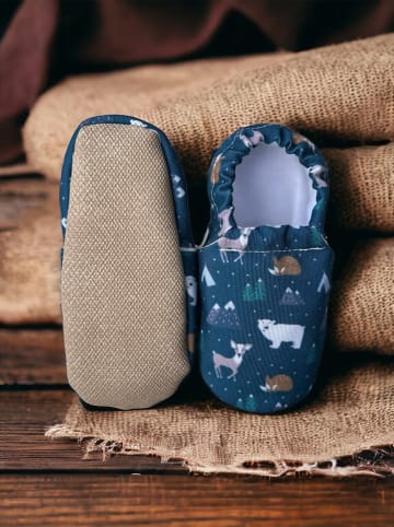 hippodino Pantoffels donkerblauw/meerkleurig