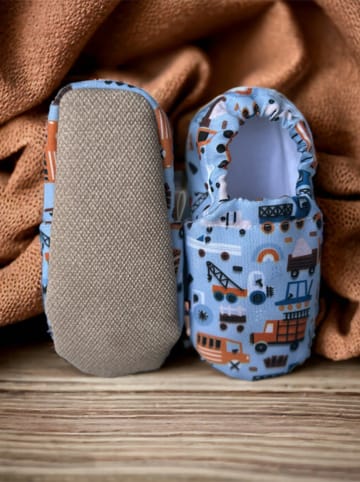 hippodino Hausschuhe in Hellblau/ Bunt
