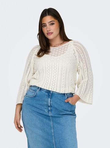 ONLY Carmakoma Sweter w kolorze kremowym